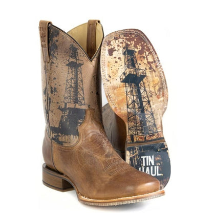 Tin Haul Mens Oil Derrick Square Toe Boots
