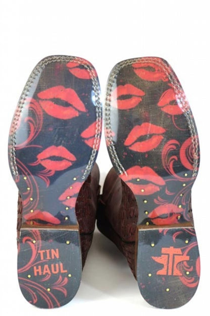 Tin Haul Ladies Roses Are Red Square Toe Boots