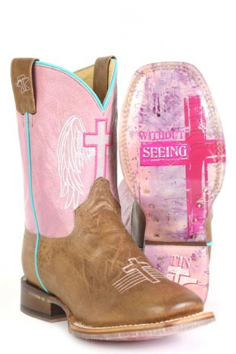Tin Haul Big Kids Angel Wings Square Toe Bootss