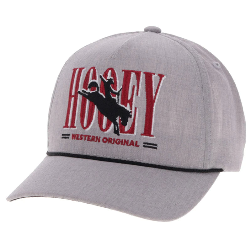 Wild Ride Heather Grey 5-Panel Trucker with Red / Black Hooey Embroidery Logo