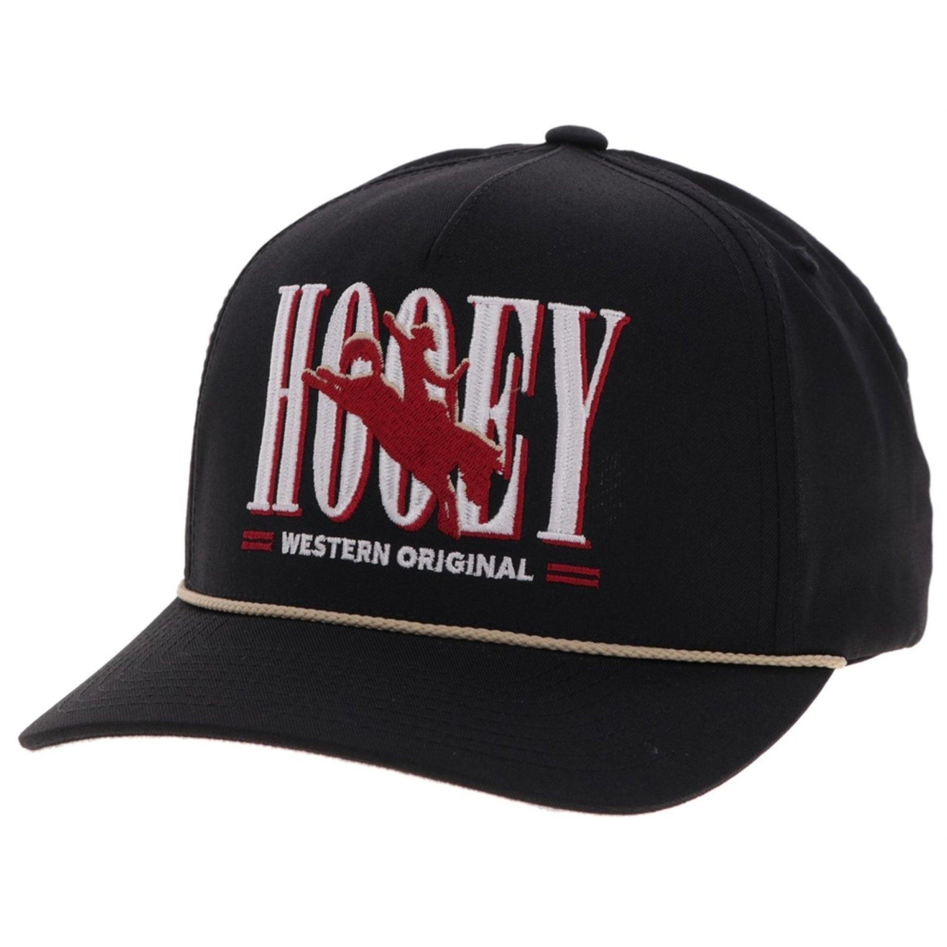 Wild Ride Black 5-Panel Trucker with Red / White Hooey Embroidery Logo
