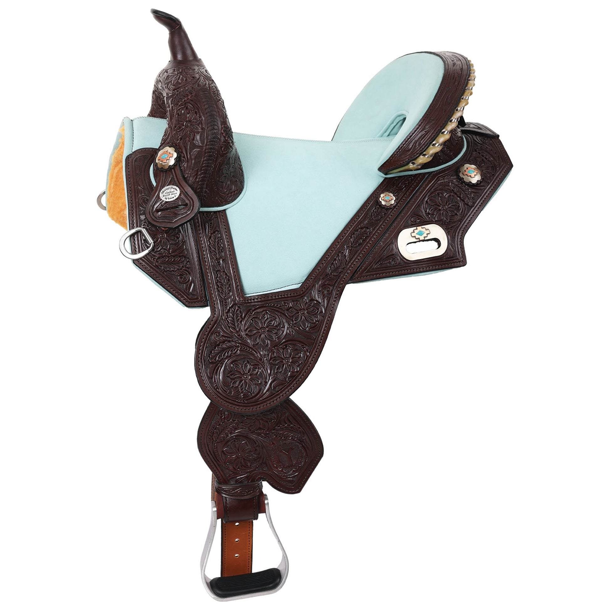 Circle Y Fischer Blue Roan Treeless Barrel Saddle