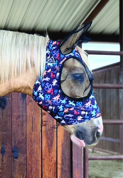 Professionals Choice Comfort Fit Lycra Fly Mask - Prints