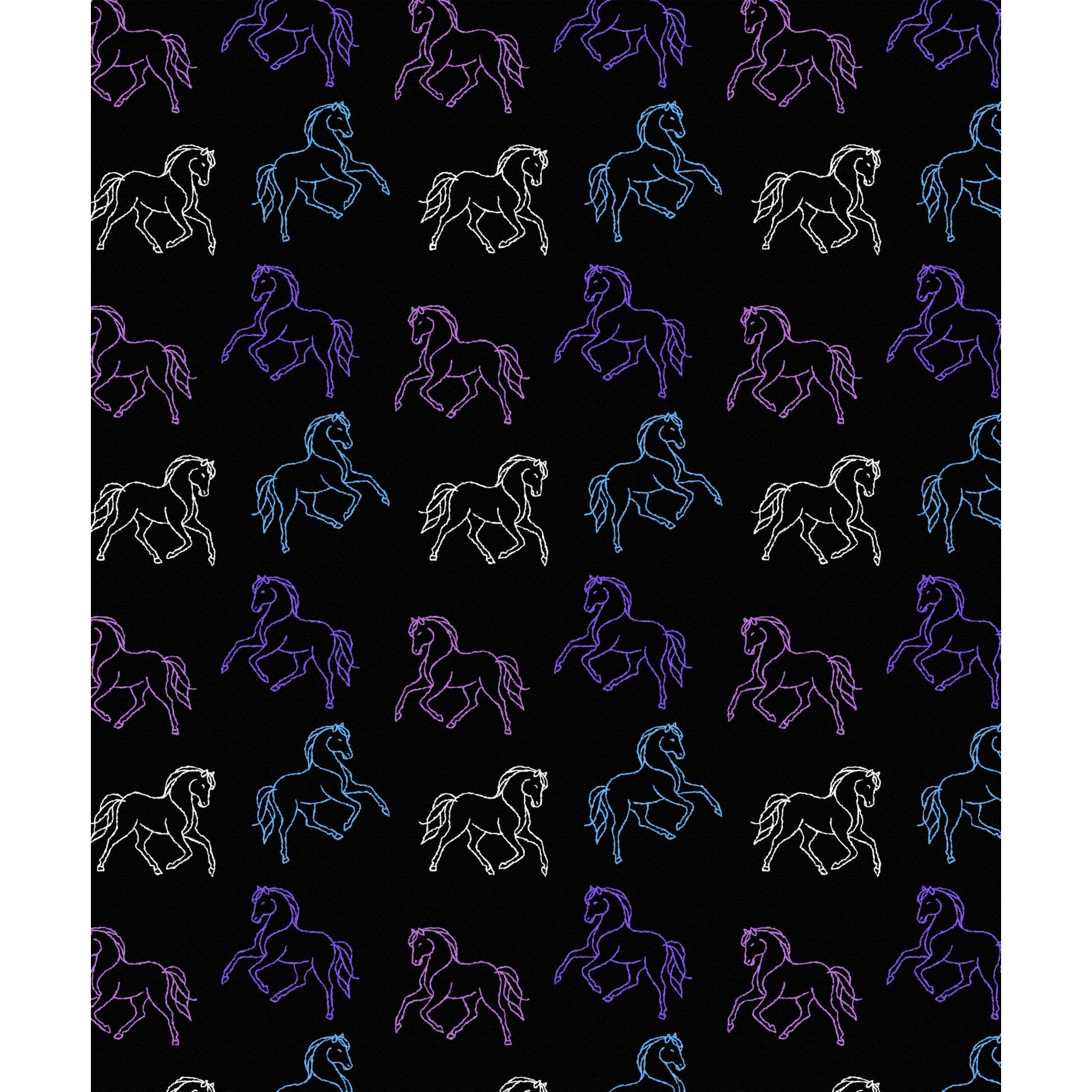 Neon Lights Horses Throw Blanket