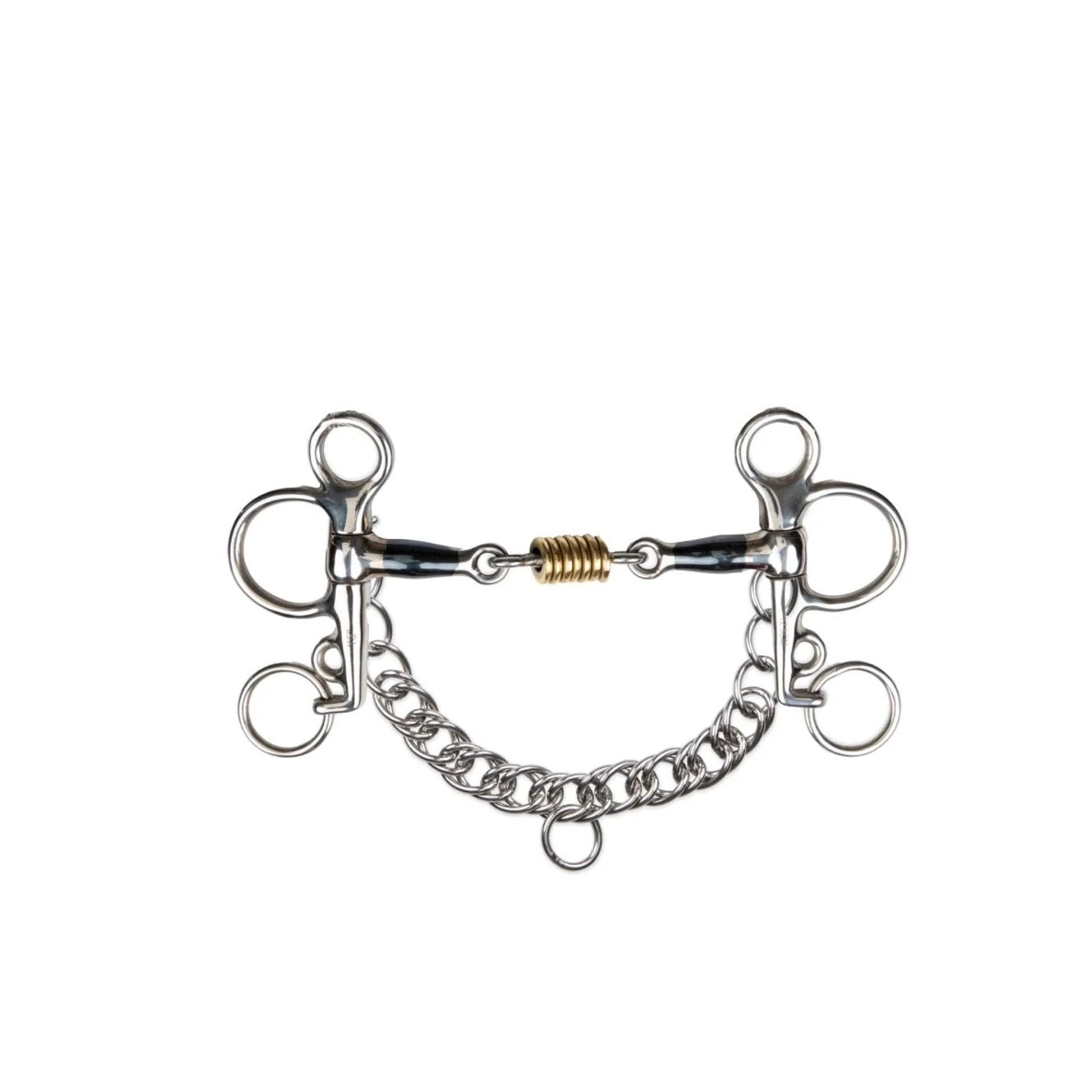 Shires Blue Sweet Iron Tom Thumb Pelham Brass Roller Bit