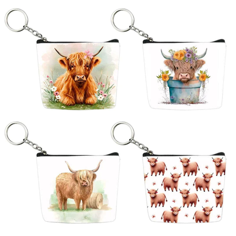 AWST Int'l Set of 12 Coin Purses- West Highlander Cows