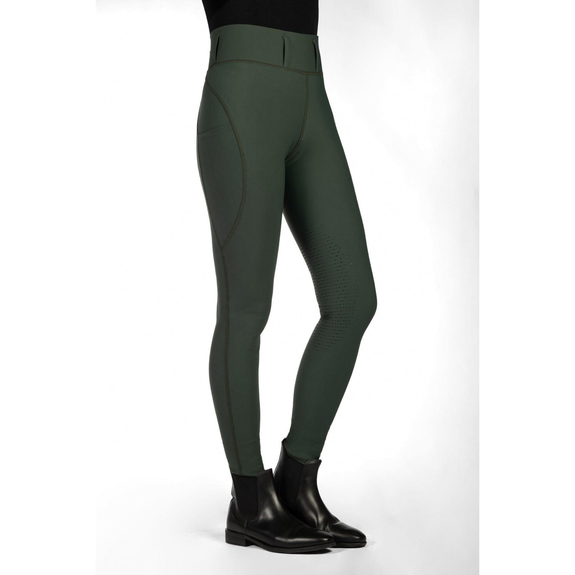 HKM Ladies Jil High Waist Sil. Knee Patch Riding Leggings