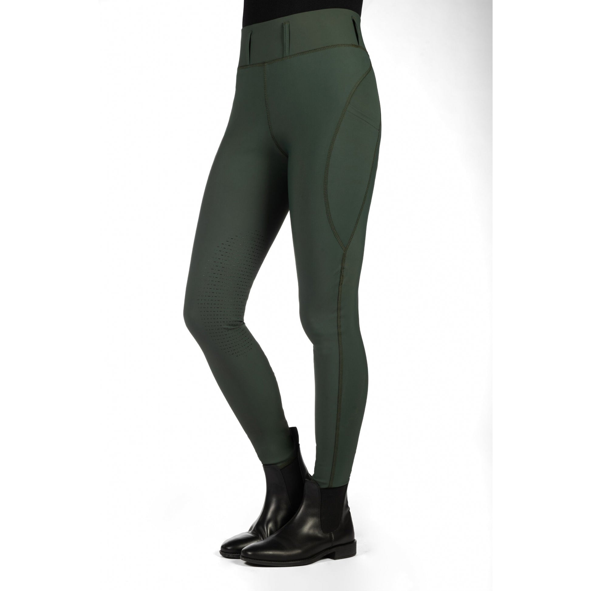 HKM Ladies Jil High Waist Sil. Knee Patch Riding Leggings