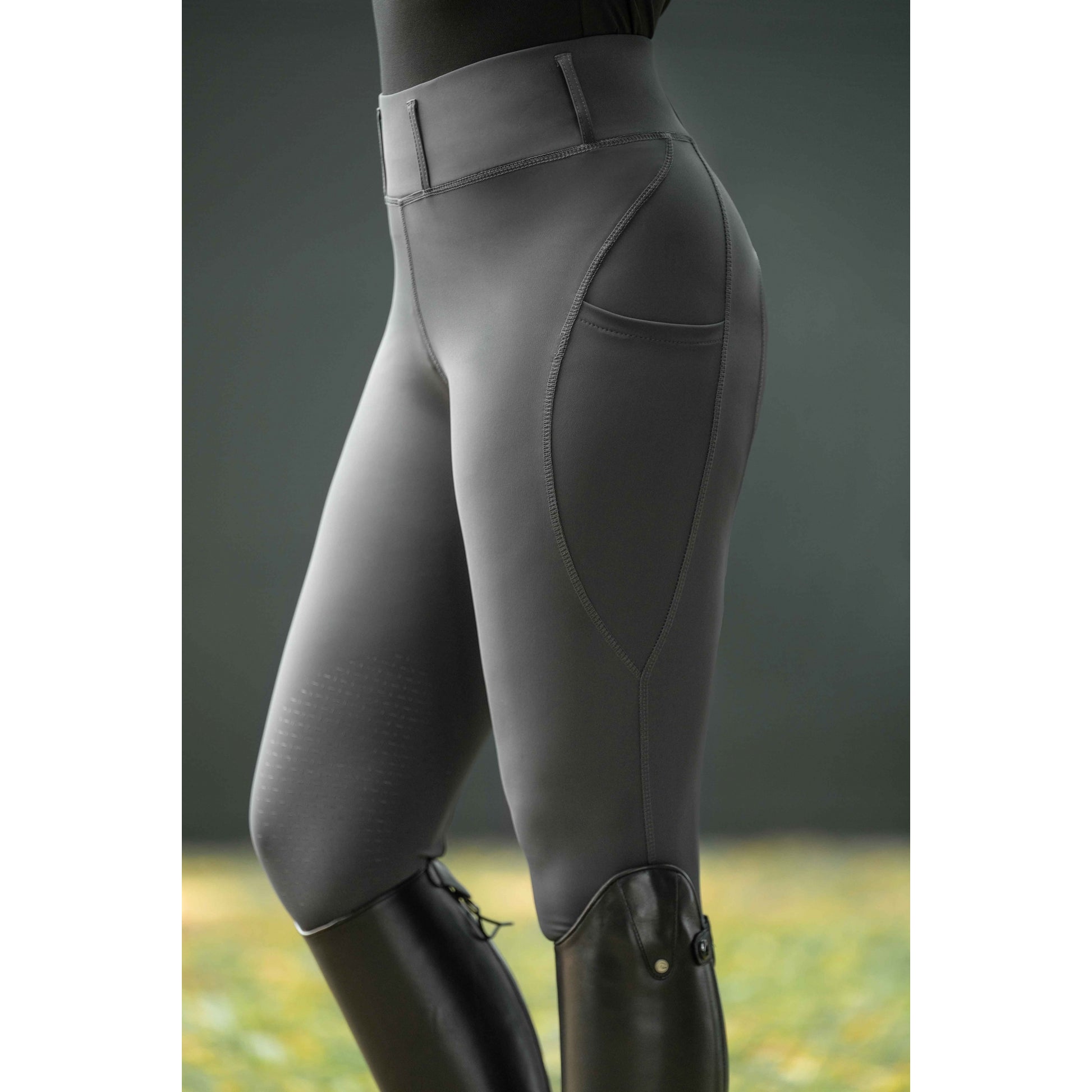 HKM Ladies Jil High Waist Sil. Knee Patch Riding Leggings
