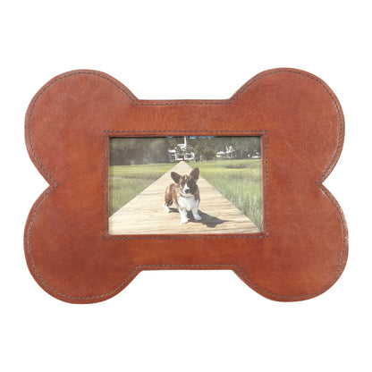 Huntley Equestrian Pet Leather Bone Shaped Picture Frame