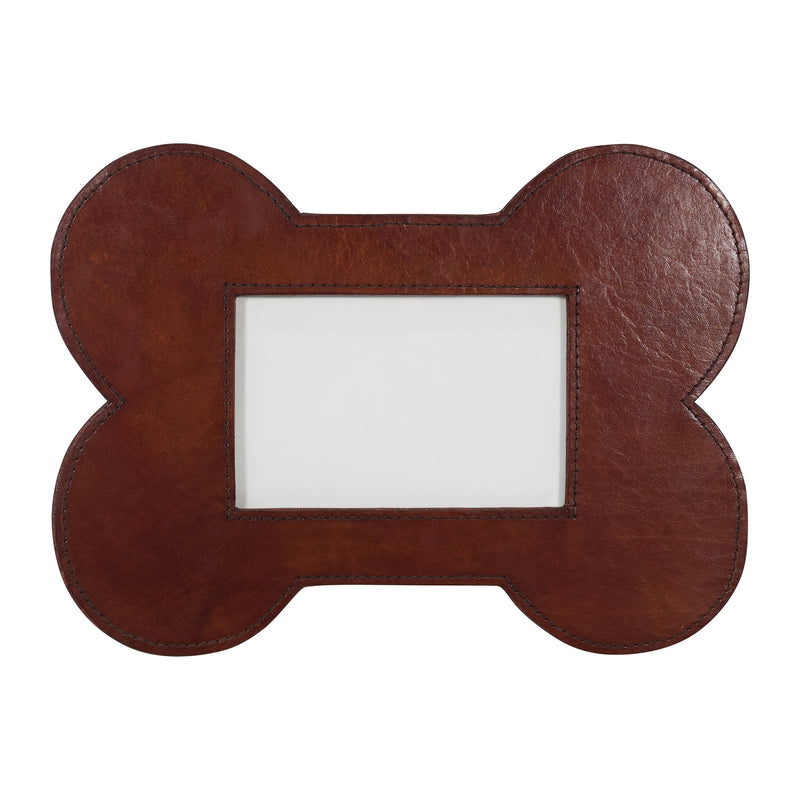 Huntley Equestrian Pet Leather Bone Shaped Picture Frame