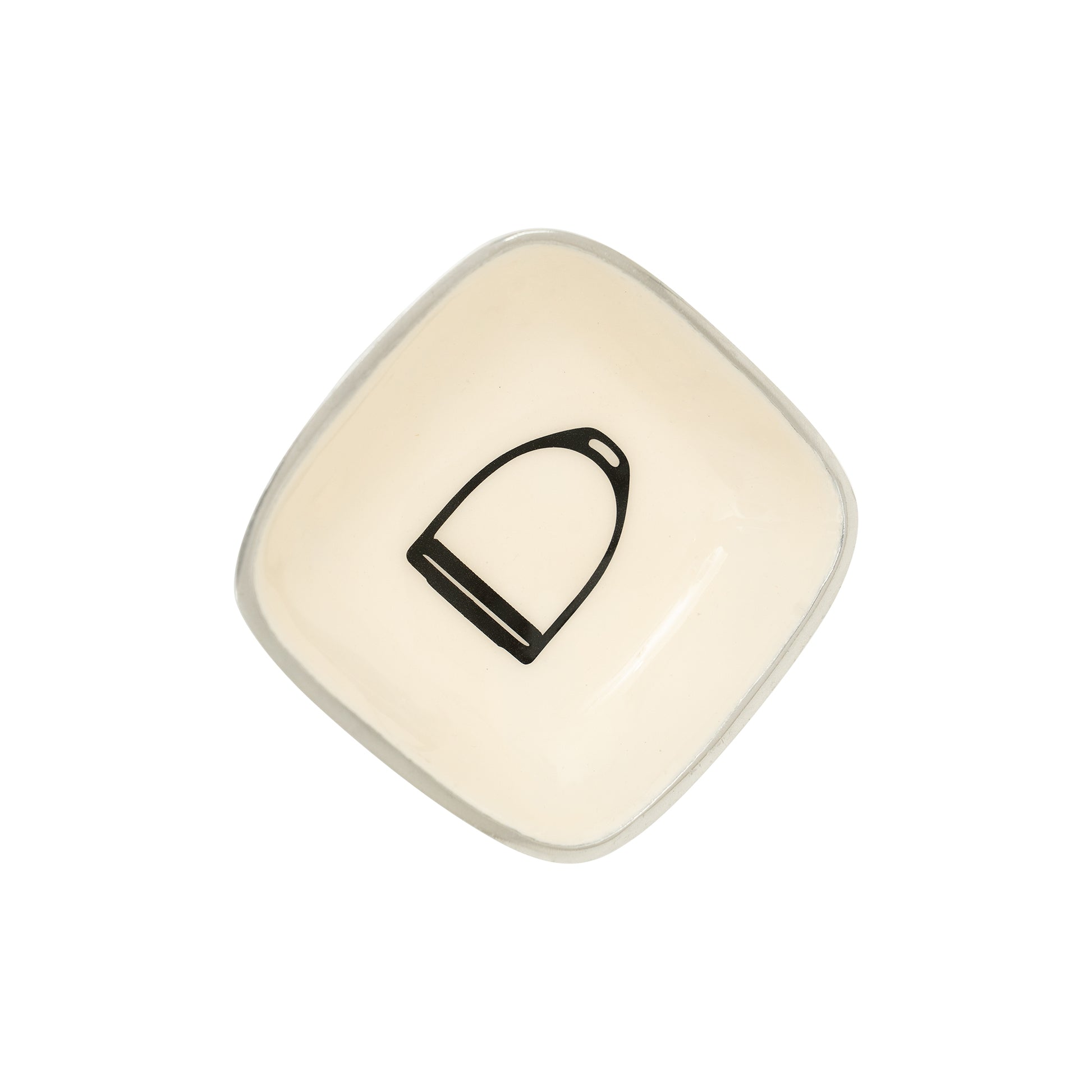 Huntley Equestrian Small Square White Bowl with Stirrup Design