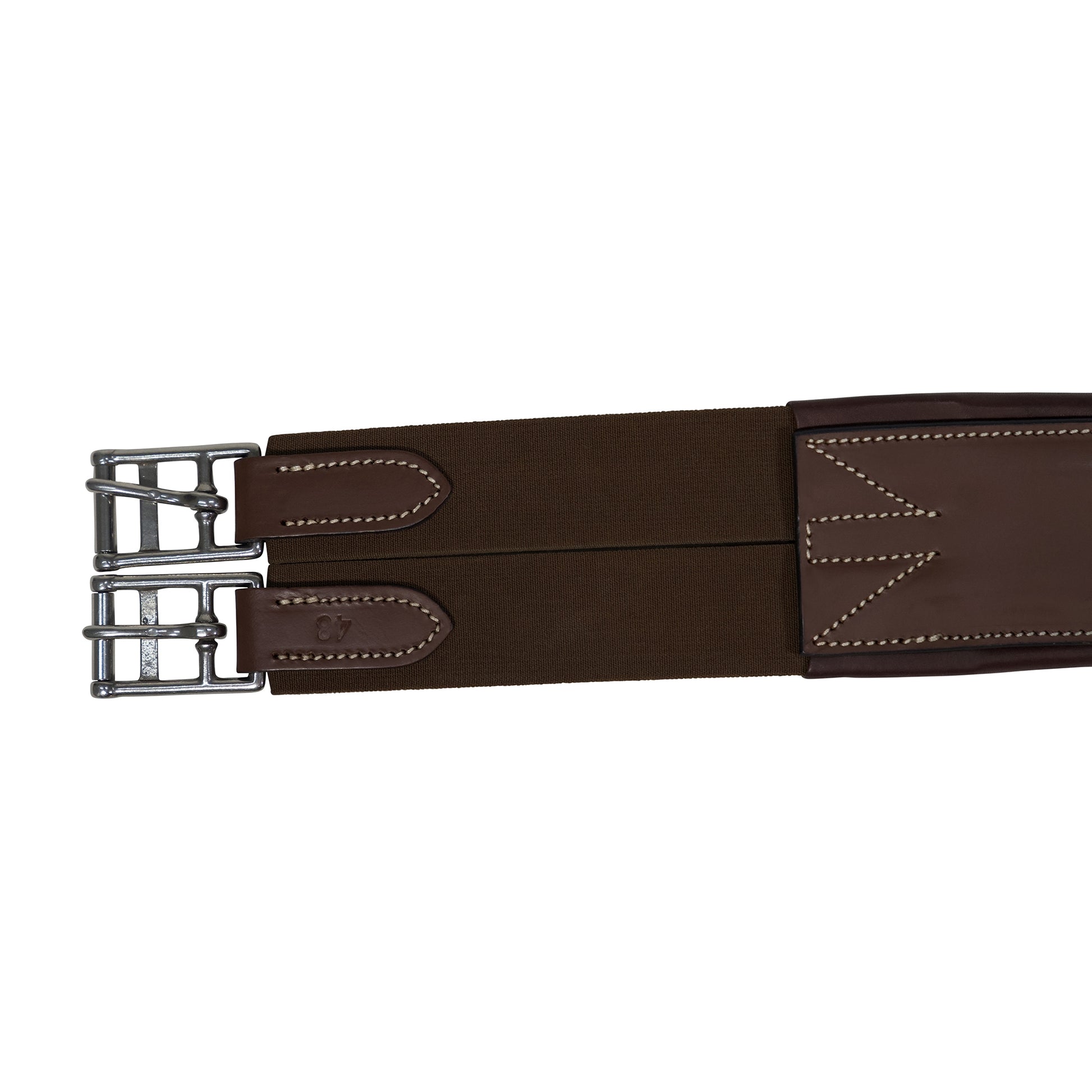 Huntley Equestrian Sedgwick Leather Fancy Stitched Padded Leather Contour Shaped Girth with Double End Elastic