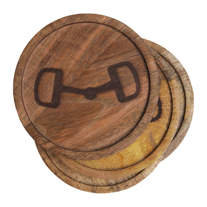 Huntley Equestrian Wooden Coasters with Decorative Bit Design