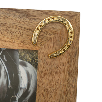 Huntley Equestrian Wooden Picture Frame with Gold Horse Shoes