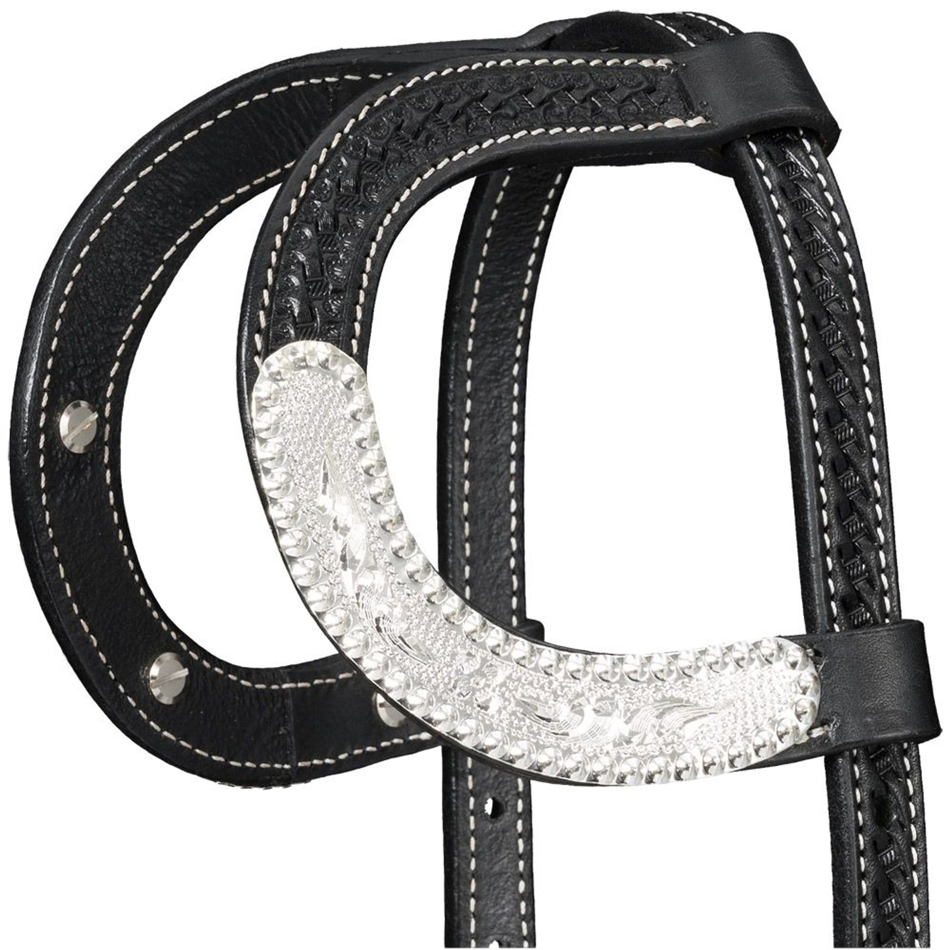 Silver Royal Double Ear Headstall with Berry Edge
