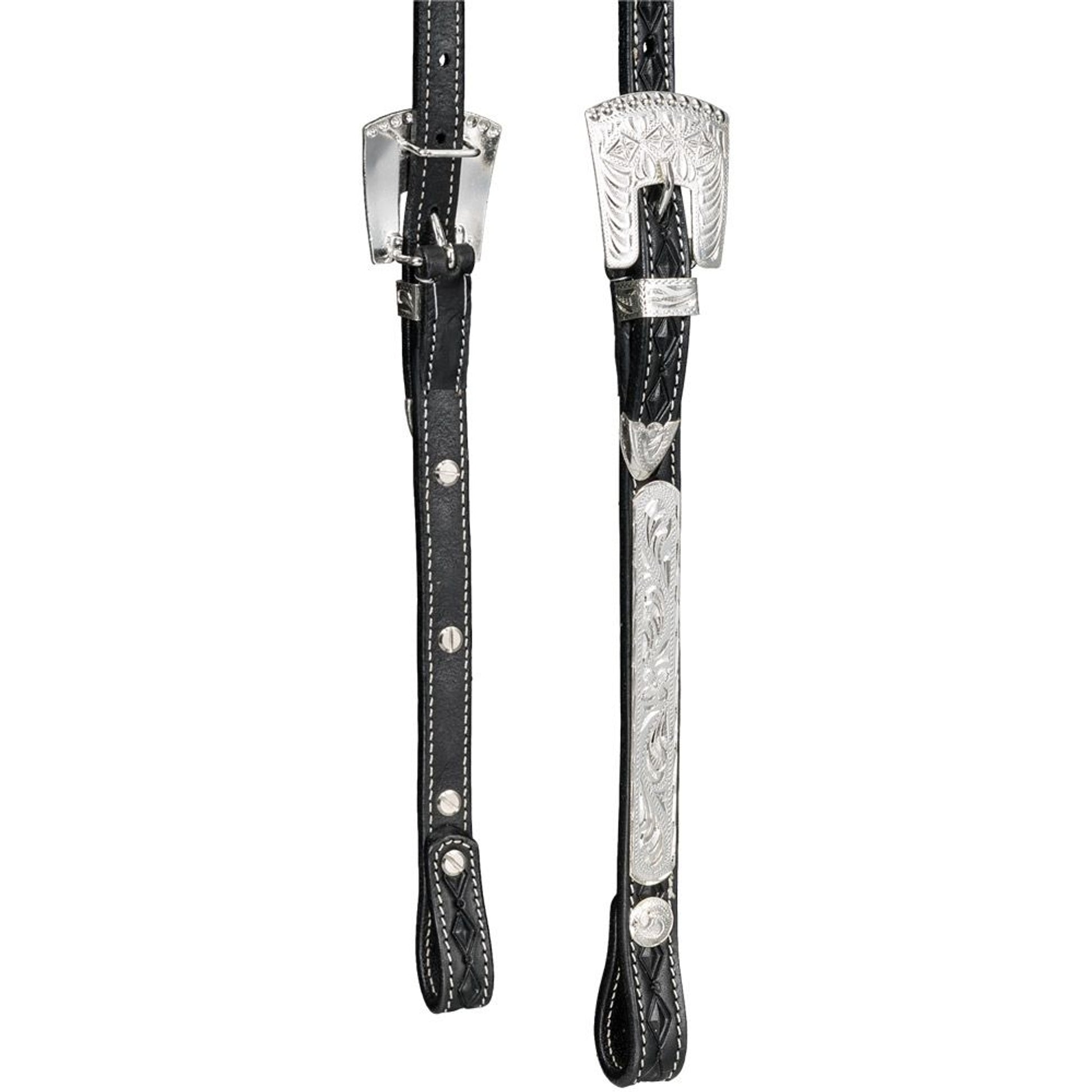 Silver Royal Double Ear Headstall with Diamond Tooling