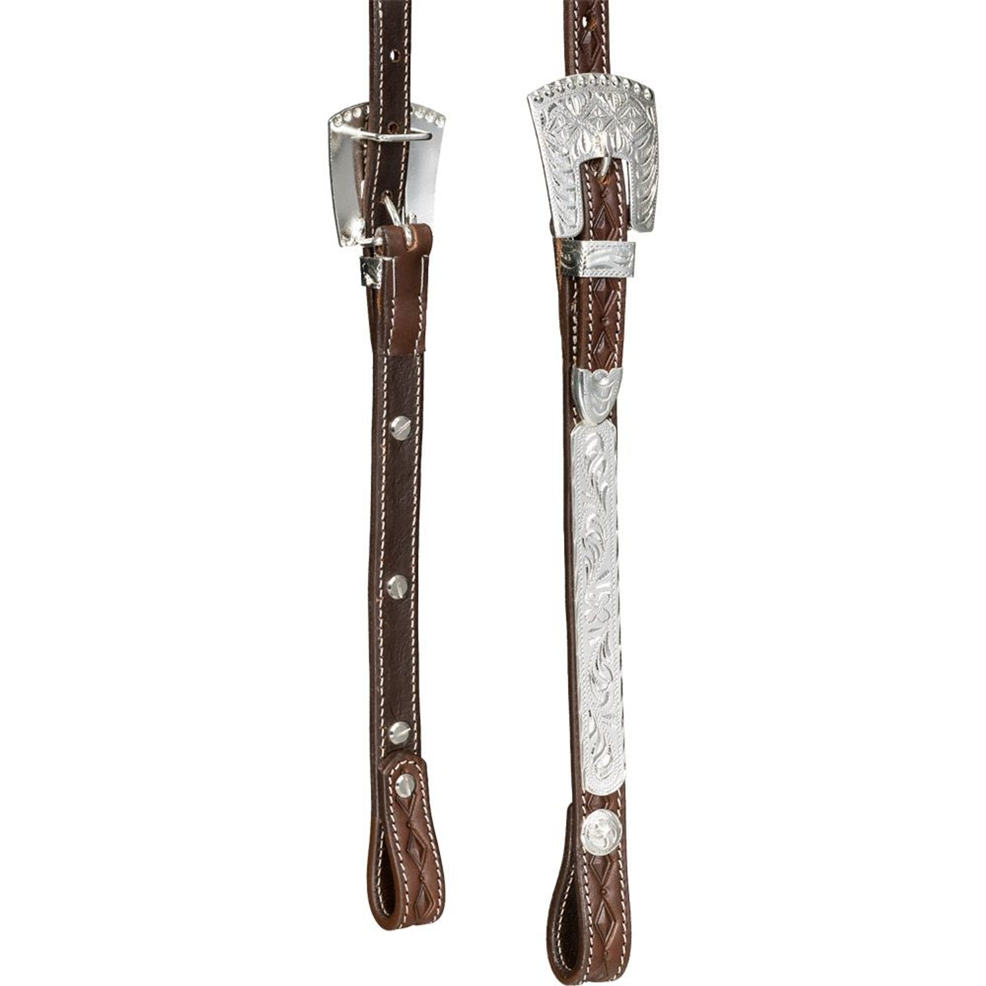 Silver Royal Double Ear Headstall with Diamond Tooling
