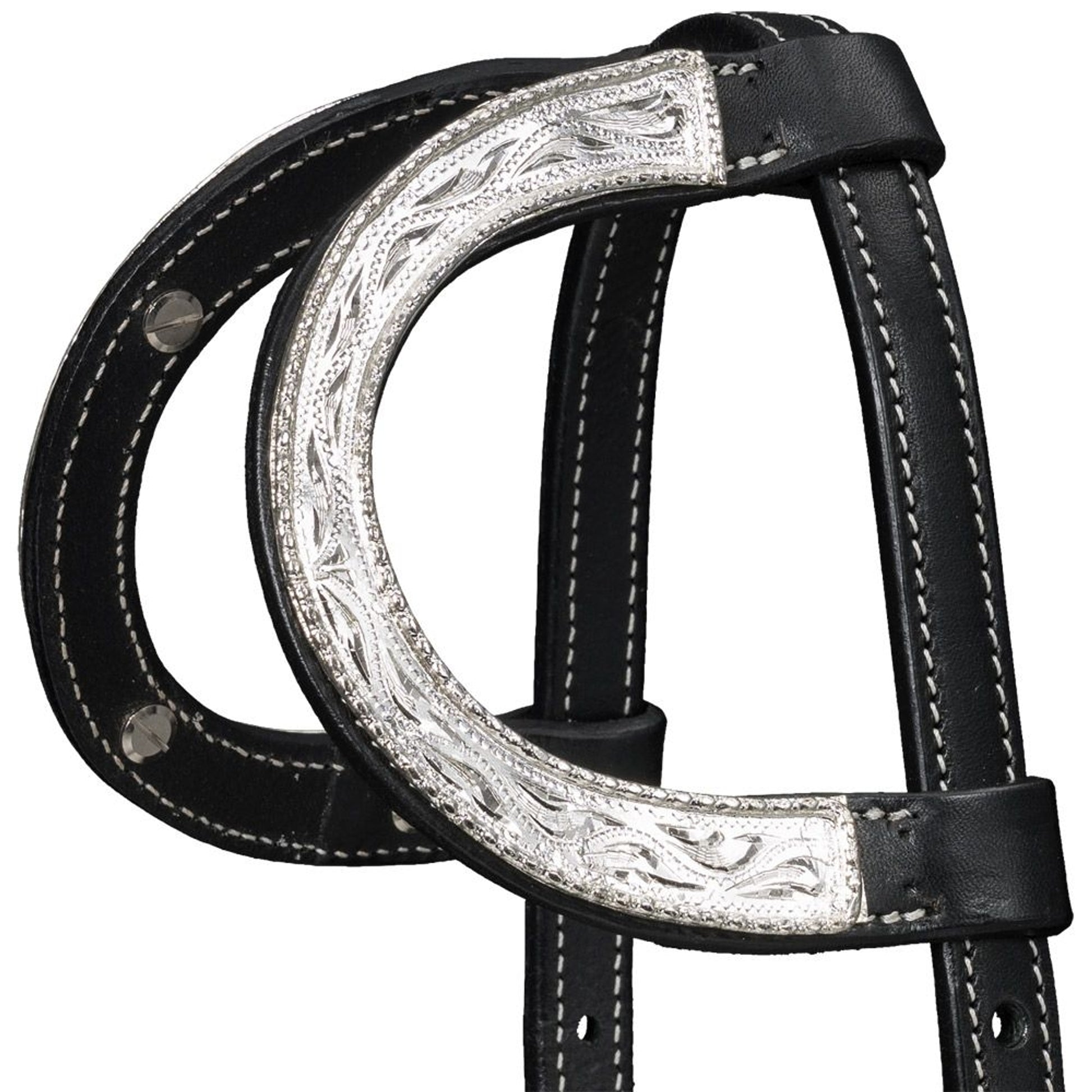 Silver Royal Double Ear Headstall with Raised Edge