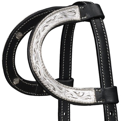 Silver Royal Double Ear Headstall with Raised Edge