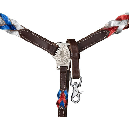 Tough1 Patriotic Braided Leather Breastcollar
