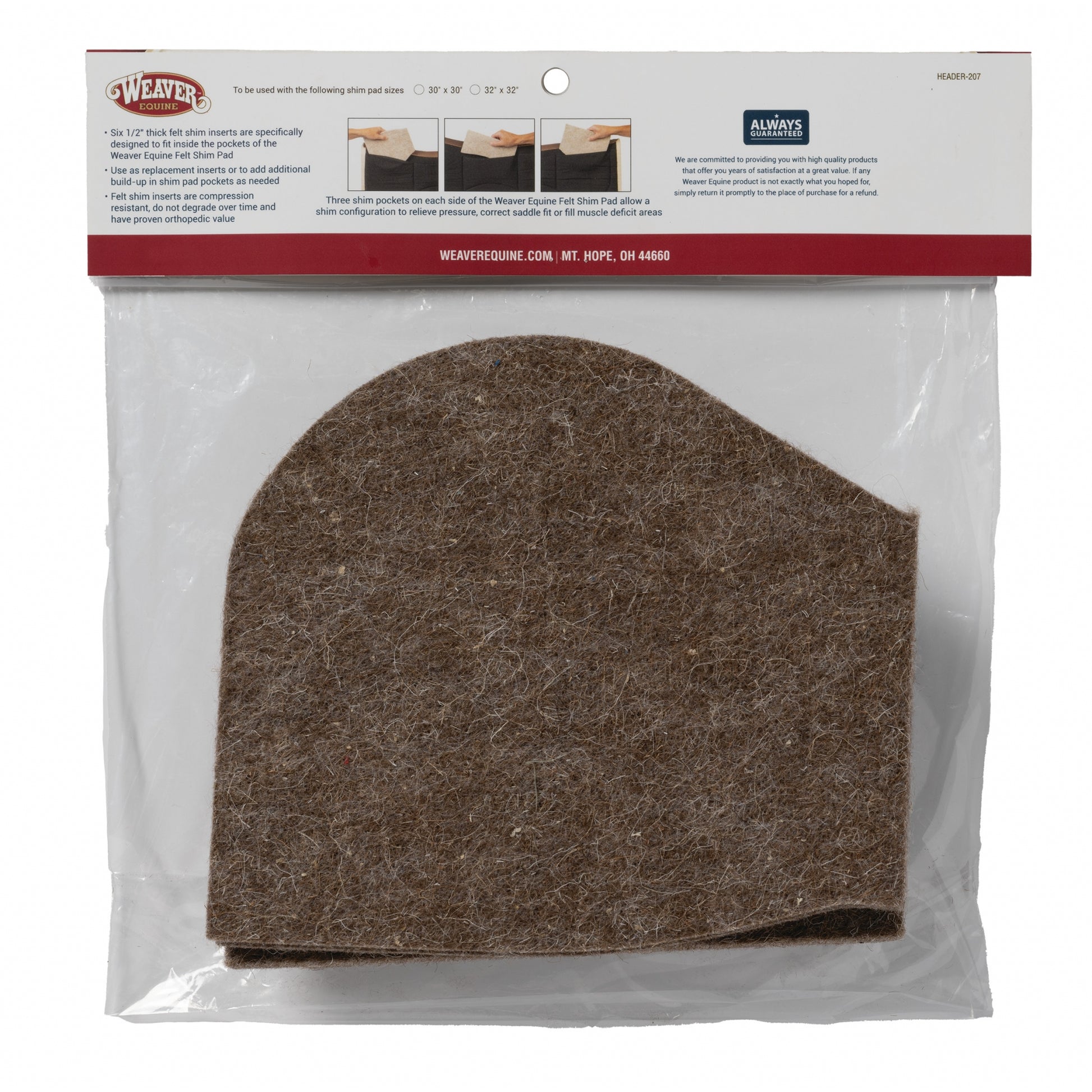 Weaver Felt Shim Saddle Pad Insert Kit