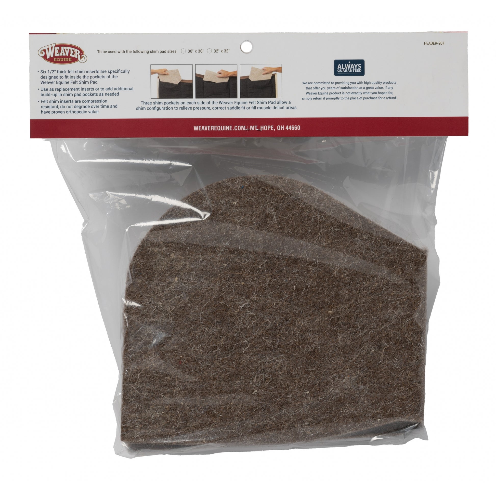 Weaver Felt Shim Saddle Pad Insert Kit