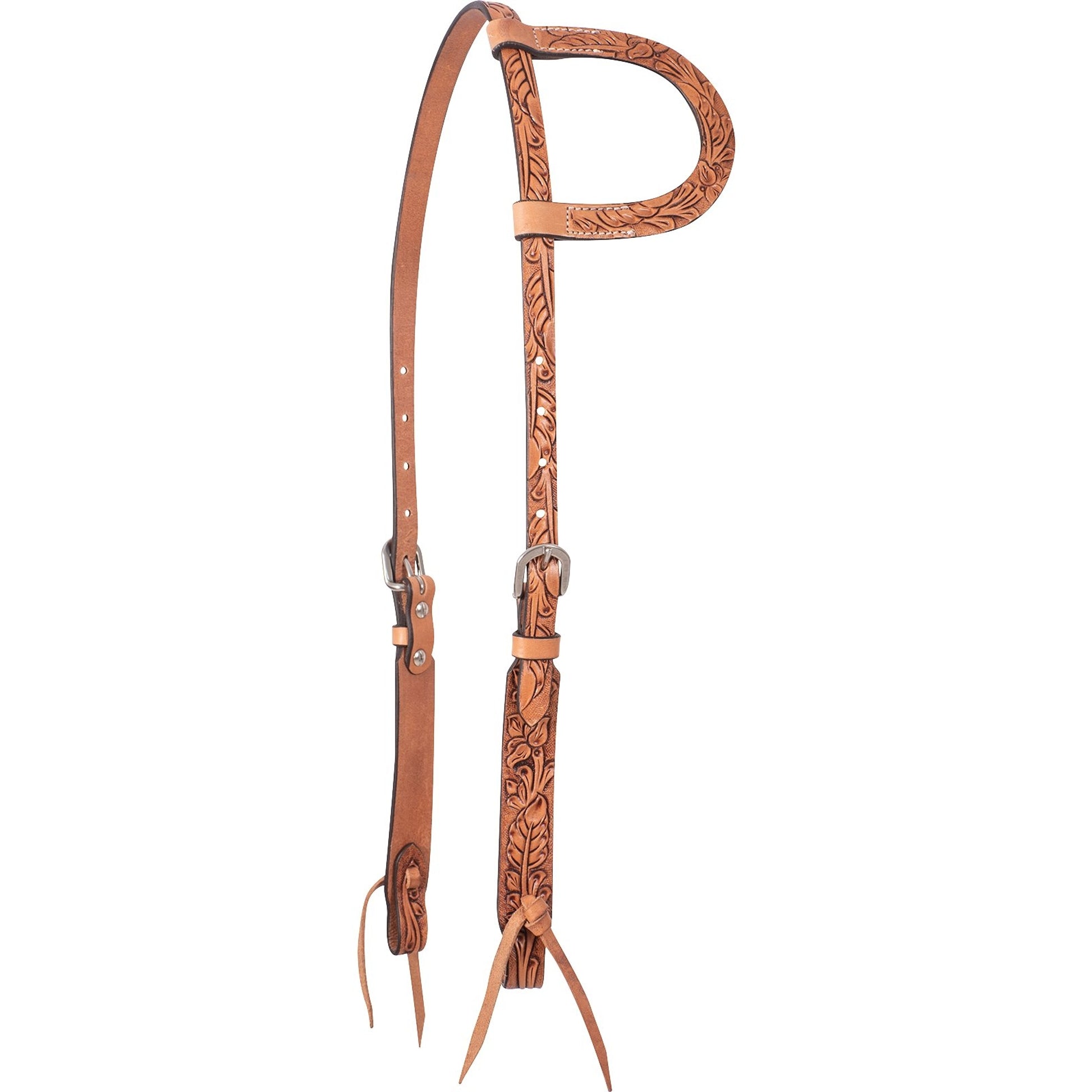 Cashel Slip Ear Headstall with Antique Leaf Tooling
