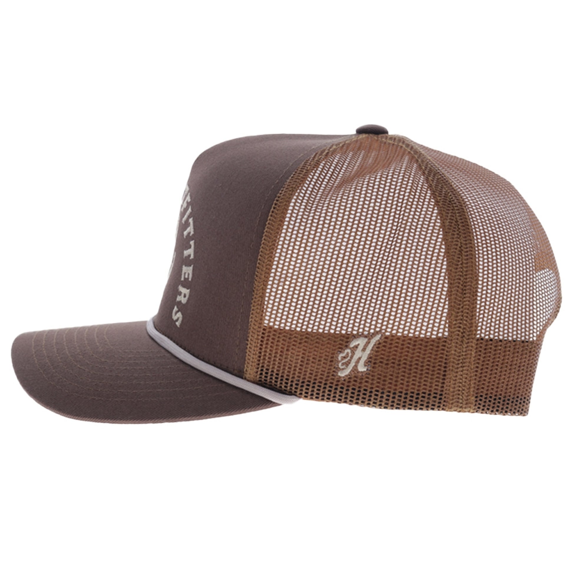 Hooey Shed 5-Panel Trucker Hat with Tan Embroidery Logo and Tan Bill