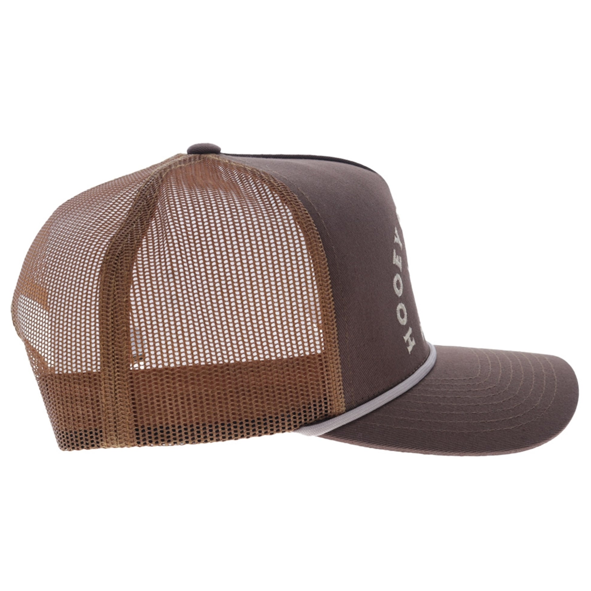 Hooey Shed 5-Panel Trucker Hat with Tan Embroidery Logo and Tan Bill
