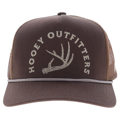 Hooey Shed 5-Panel Trucker Hat with Tan Embroidery Logo and Tan Bill
