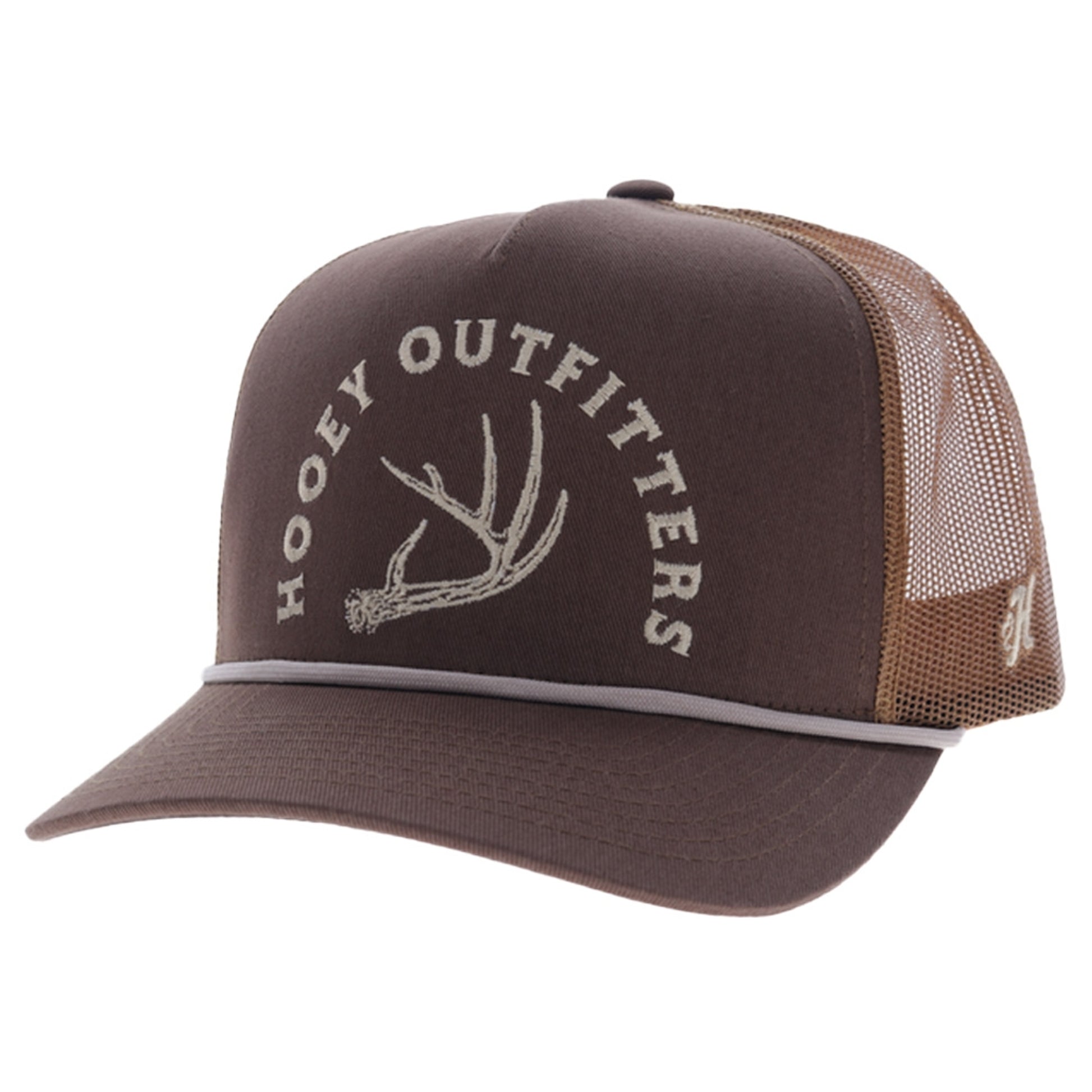 Hooey Shed 5-Panel Trucker Hat with Tan Embroidery Logo and Tan Bill
