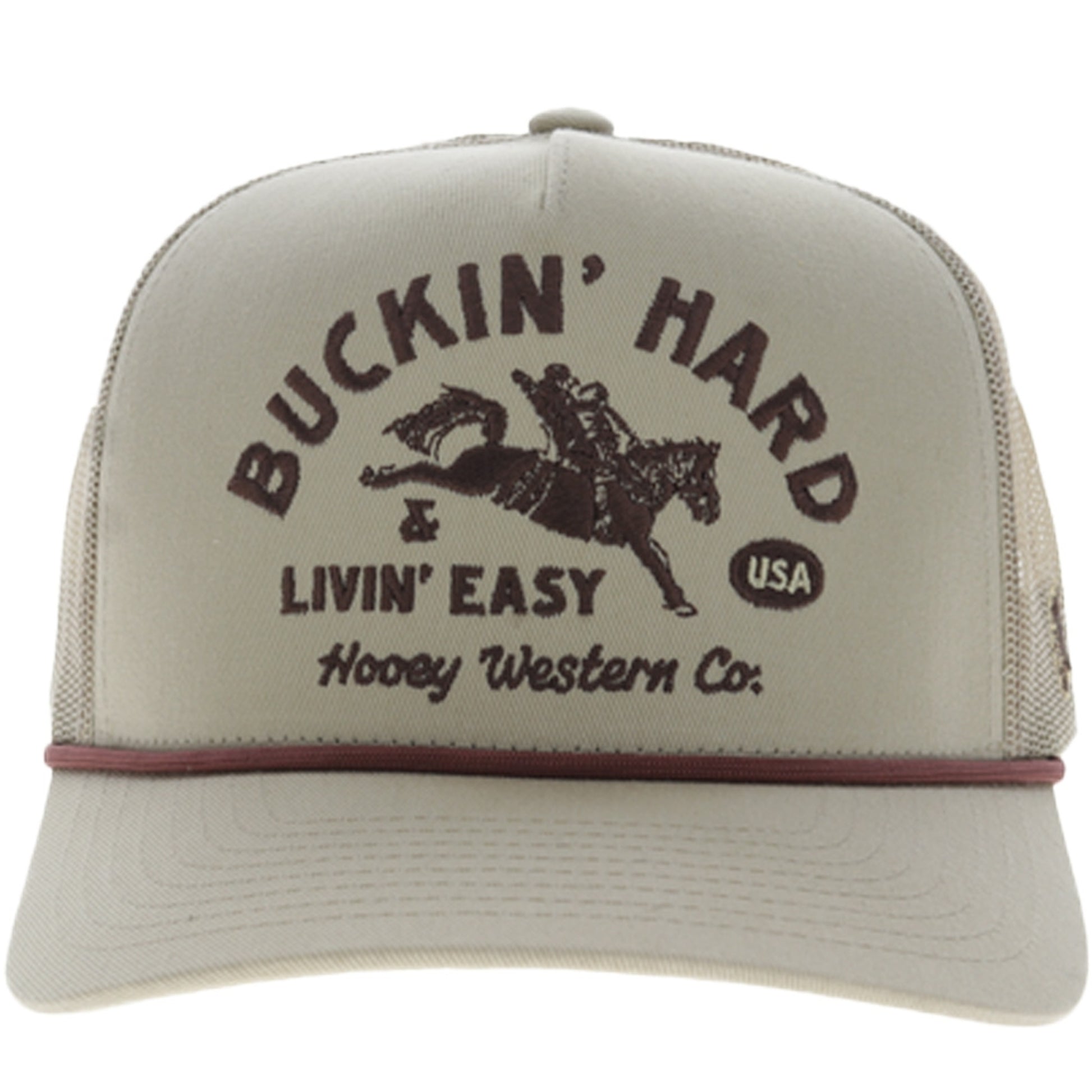 Hooey Buck Hard 5-Panel Trucker Hat with Brown Buckin' Hard Embroidery Logo