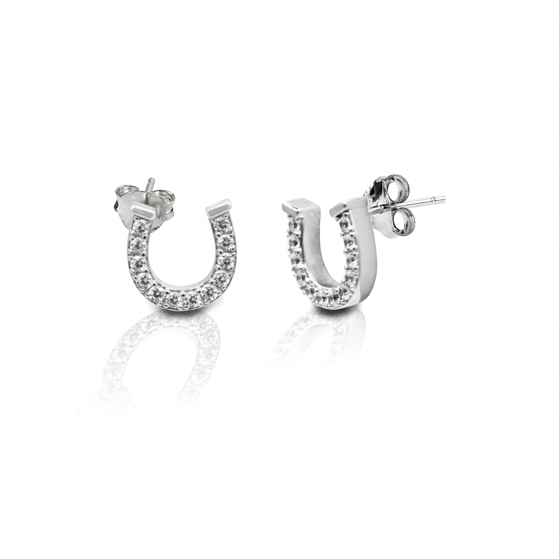 Equestrian Jewelry Studded Horseshoe Earrings