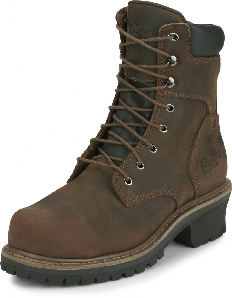 Chippewa Mens Hador 8" Steel Toe Logger Boots