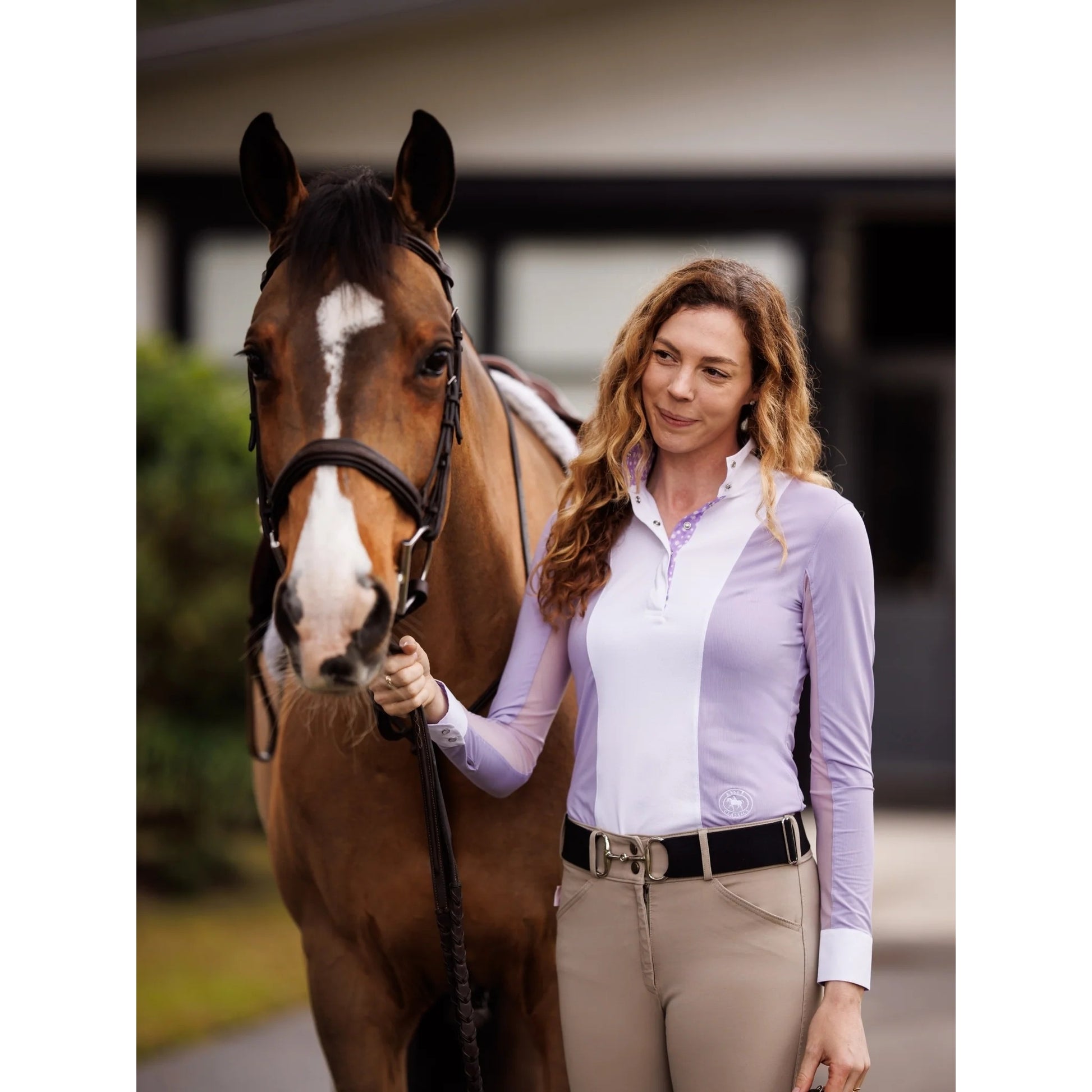 Essex Classics Ladies "Luna II" Lavender with Daisy Delight Long Sleeve Performance Show Shirt