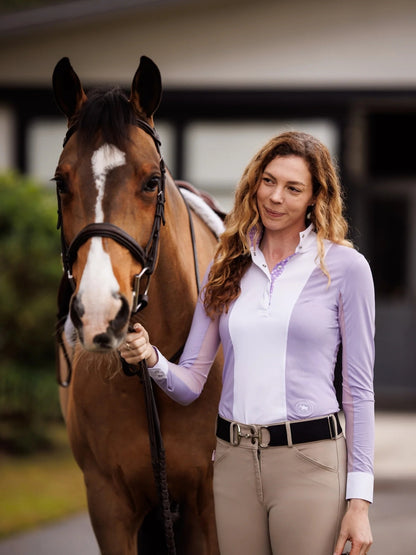 Essex Classics Ladies "Luna II" Lavender with Daisy Delight Long Sleeve Performance Show Shirt