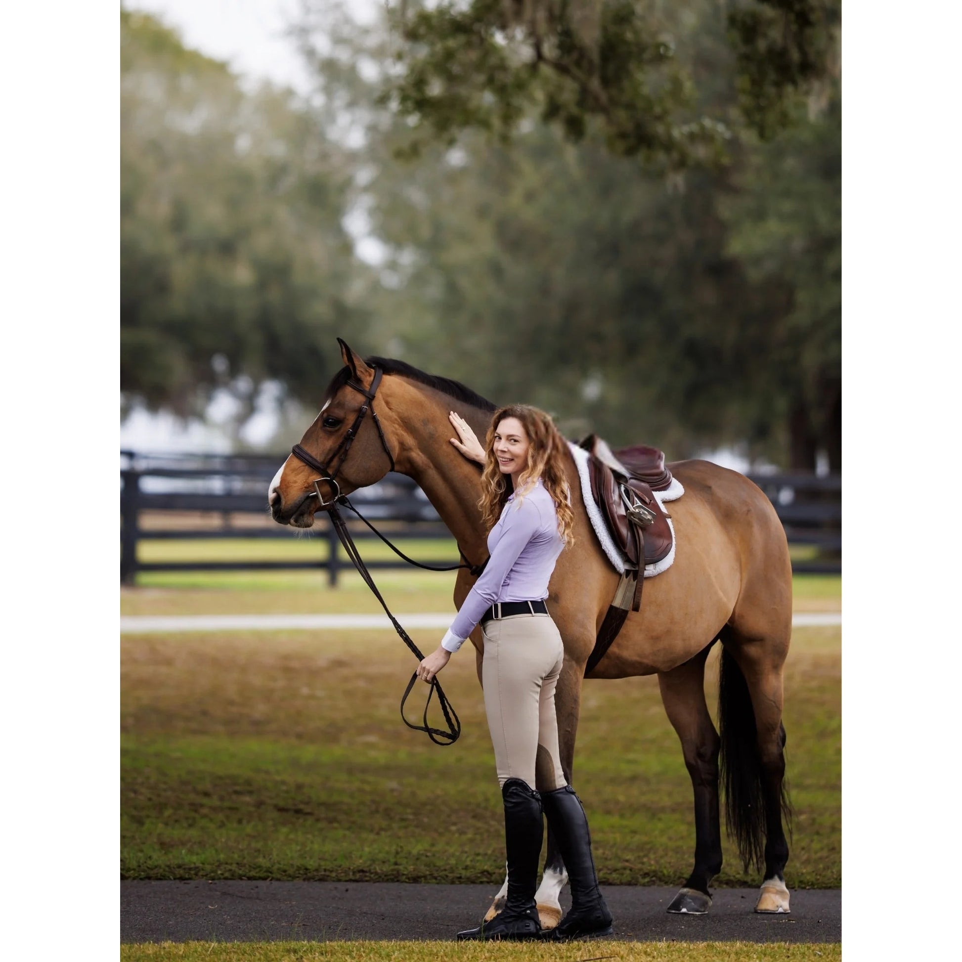 Essex Classics Ladies "Luna II" Lavender with Daisy Delight Long Sleeve Performance Show Shirt