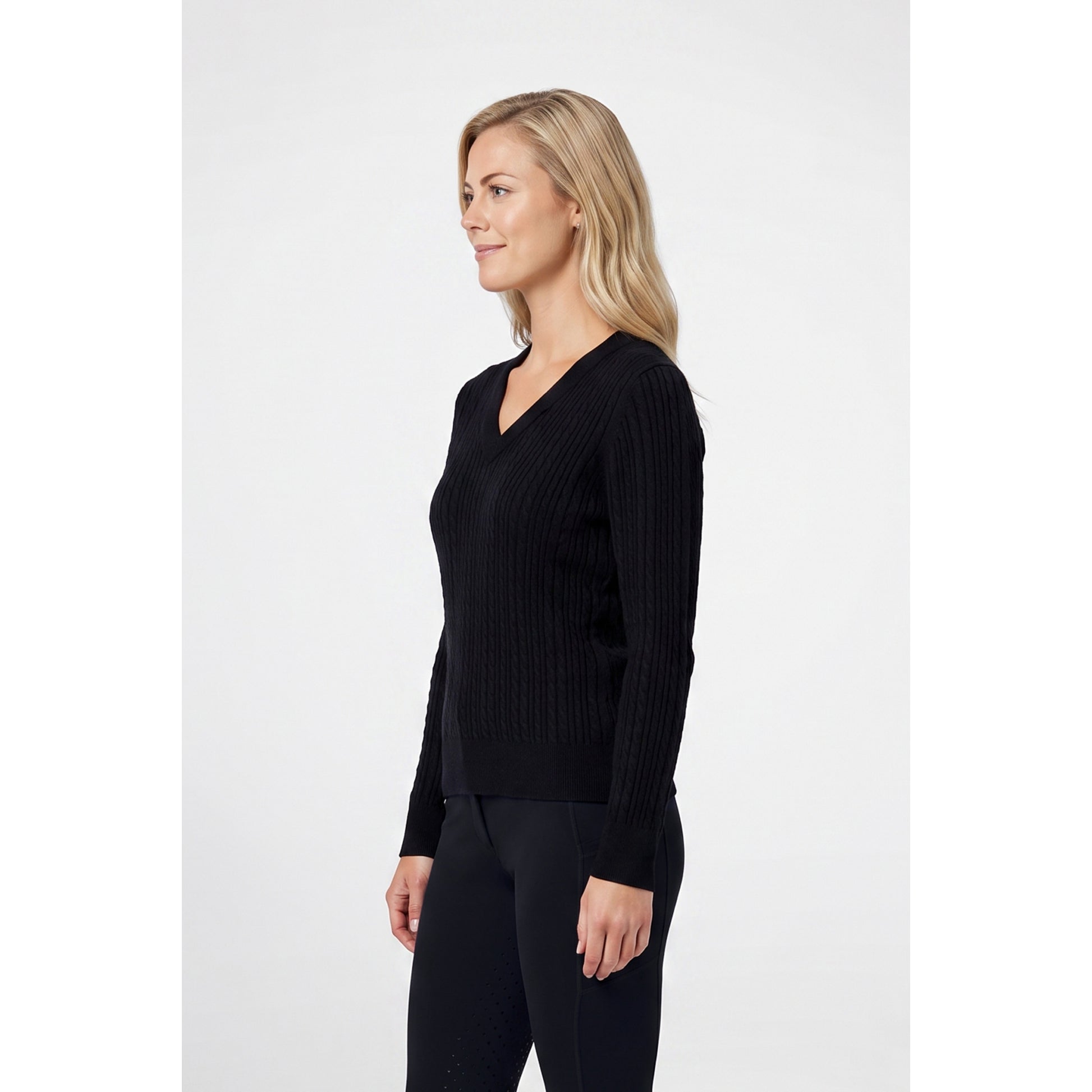 Weatherbeeta Ladies Cable Knit V-Neck Pullover
