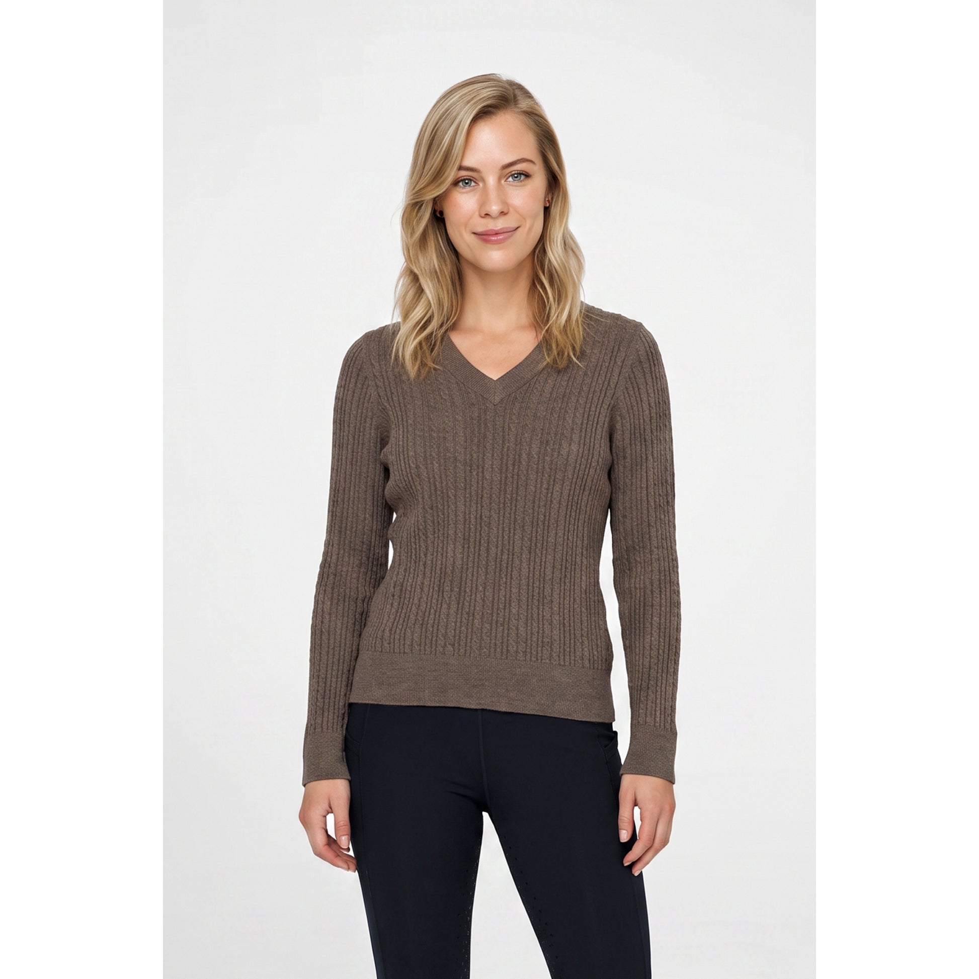 Weatherbeeta Ladies Cable Knit V-Neck Pullover