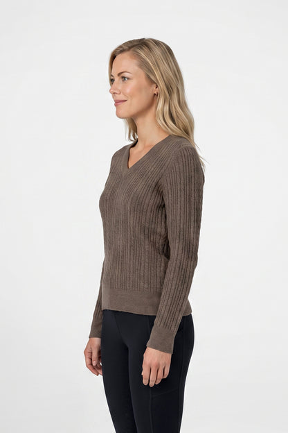 Weatherbeeta Ladies Cable Knit V-Neck Pullover