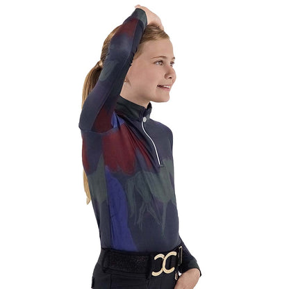 Dapplebay Kids Abstract Horses 1/4 Zip LS Riding Top