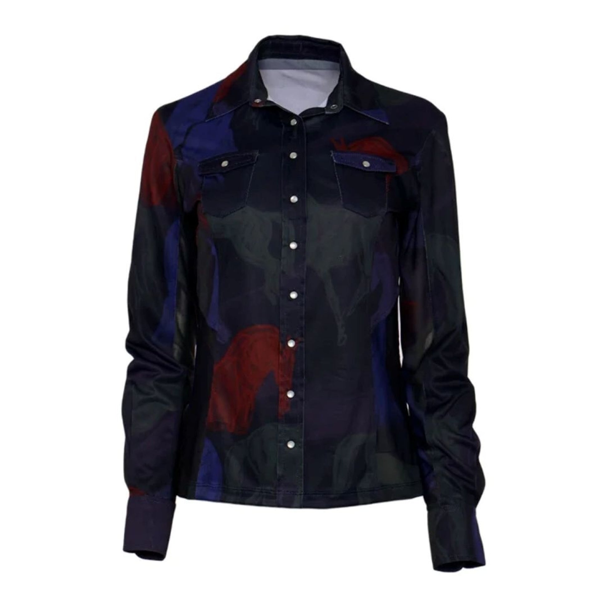 Dapplebay Ladies Abstract Horses Western Riding Top