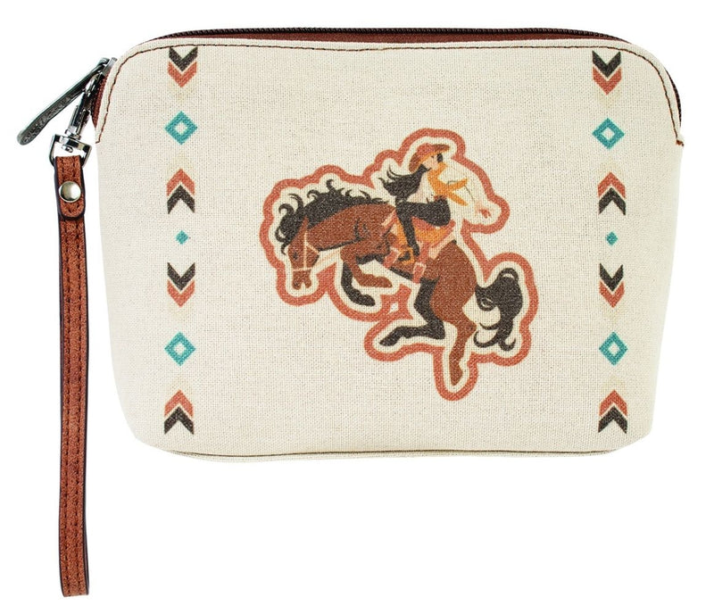 Justin Ladies Cosmetic Pouch with Bronco/Cowgirl