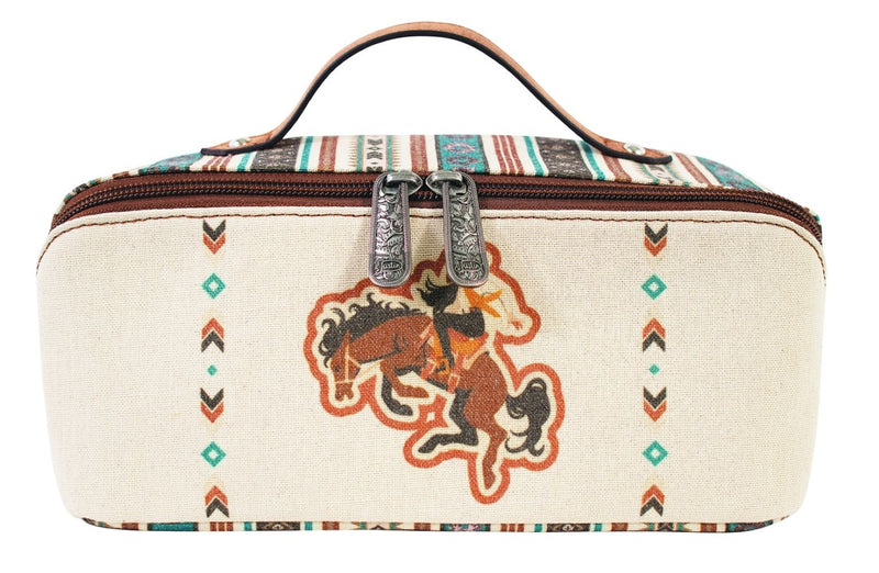 Justin Ladies Cosmetic Case with Bronco/Cowgirl