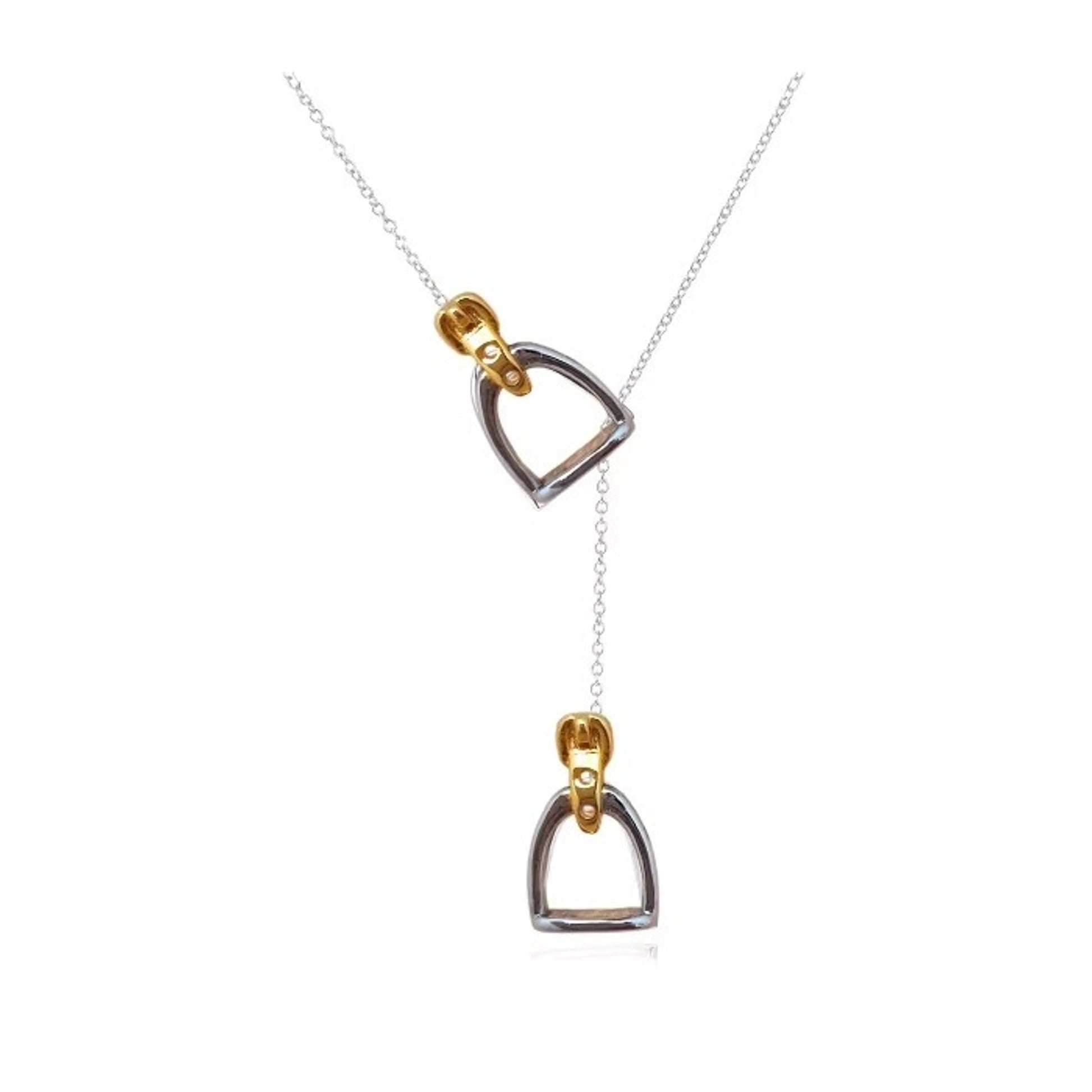 Awst Int'l Two-Tone Stirrup Lariat Necklace