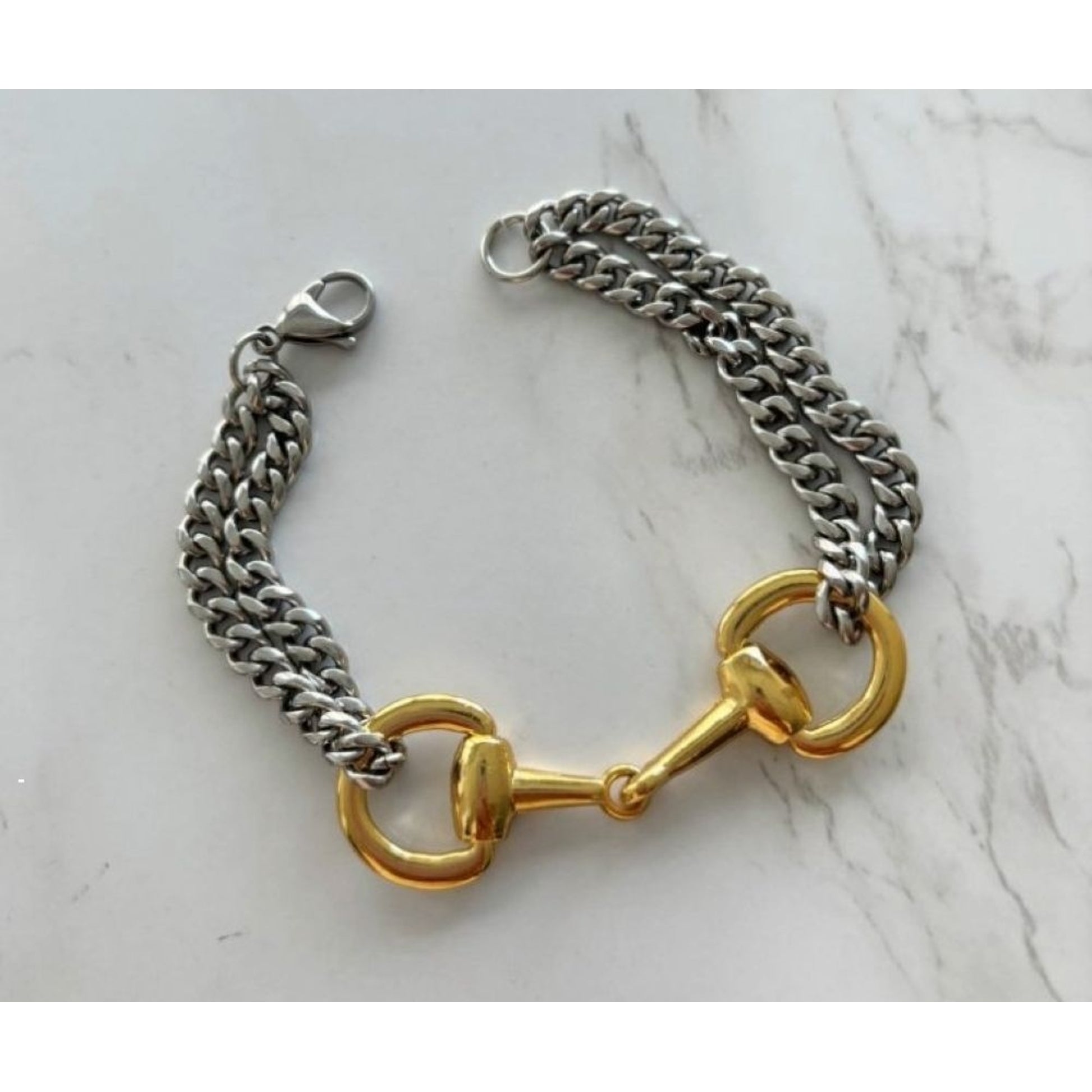 Awst Int'l Two-tone Chunky Snaffle Bit Bracelet