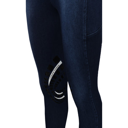 Equine Couture Ladies Denim KP Tights with Phone Pocket
