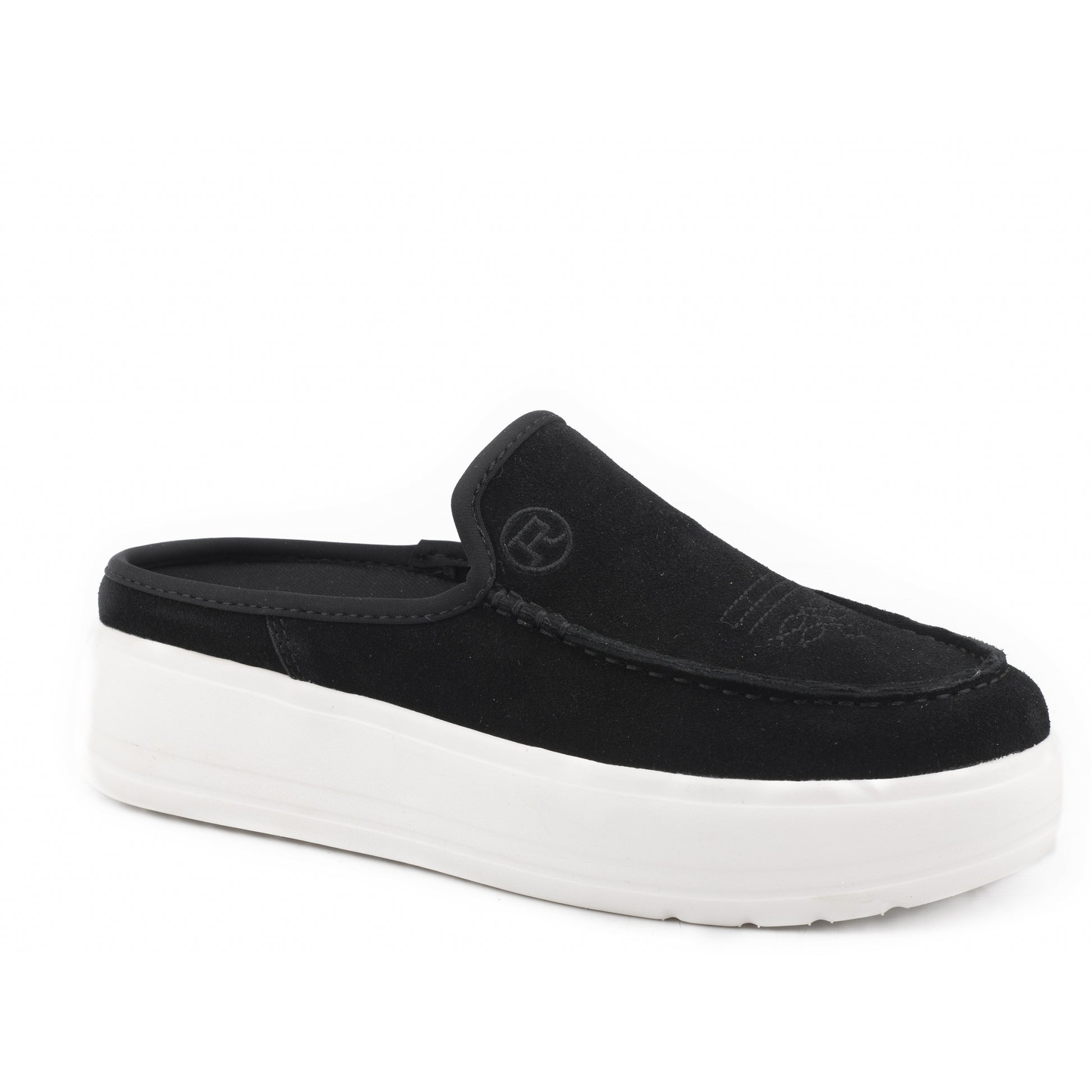 Roper Black Ladies Cow Suede Sport Mule Shoes