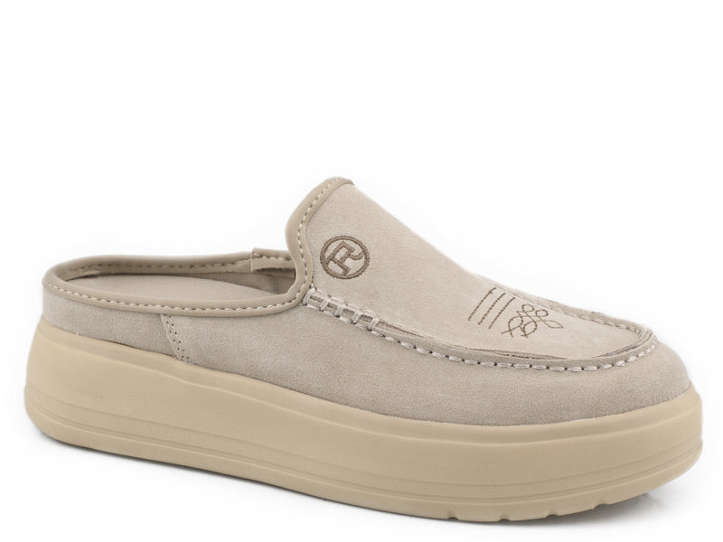 Roper Ladies Beige Cow Suede Sport Mule Shoes